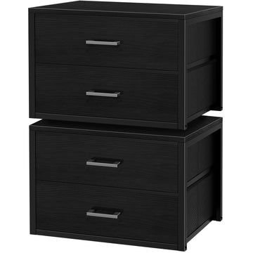 Stackable Storage Drawers Closet Organizers and Storage Fabric 2 Drawer Dresser Set of 2 Black Modern