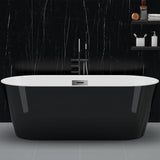 59 Inch Freestanding Bathtub, Acrylic, Deep Soaking Tub with Non-Slip Base, Modern Black Free Standing Tub for