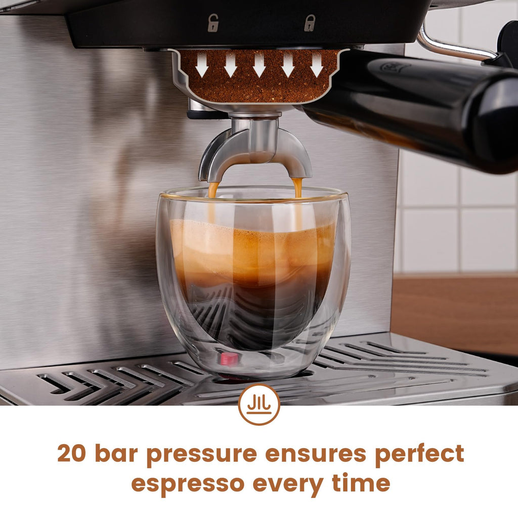 20 Bar Espresso Machine, Programmable Coffee Maker with Milk Frother