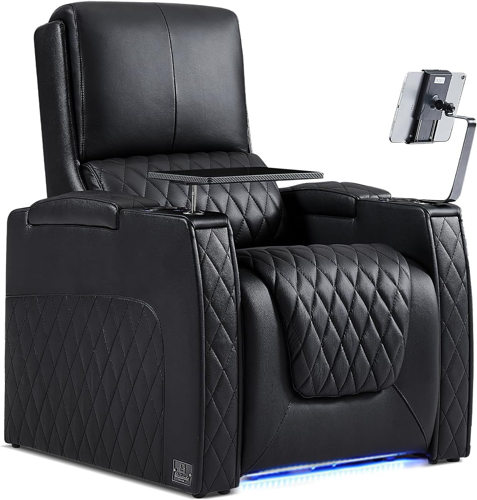 Astronaut Zero Gravity Home Theater Seating Top Grain Leather Recliner Sofa Power Headrest Footrest with Carbon Fiber
