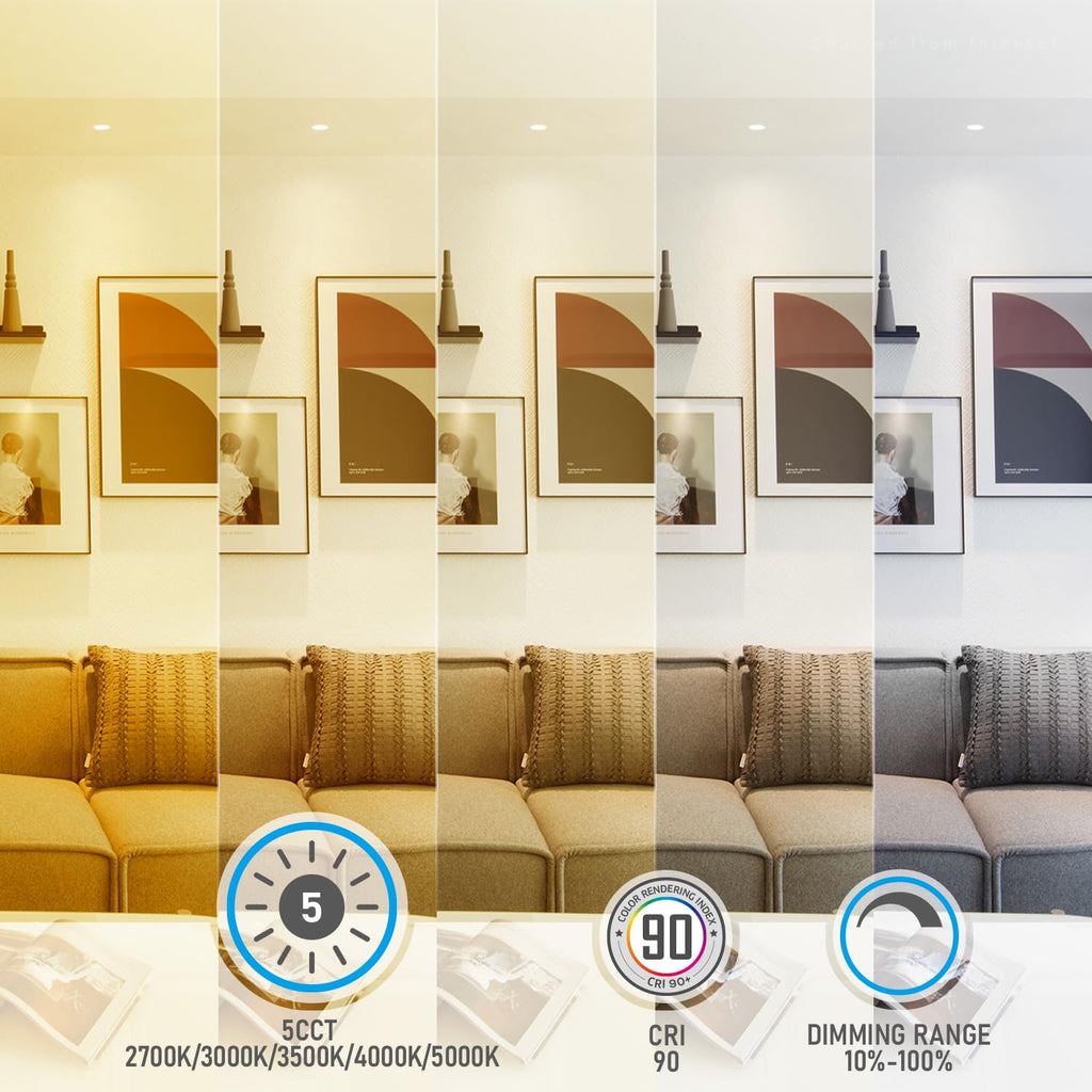 5CCT 2 Inch Recessed LED Lights, Round Trimless Downlight