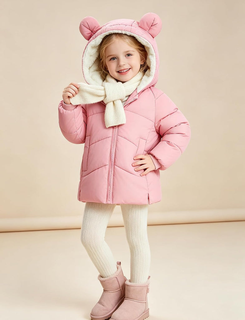 Toddler Girls Boys Winter Teddy Coat - Kids Fleece Jacket with Hood