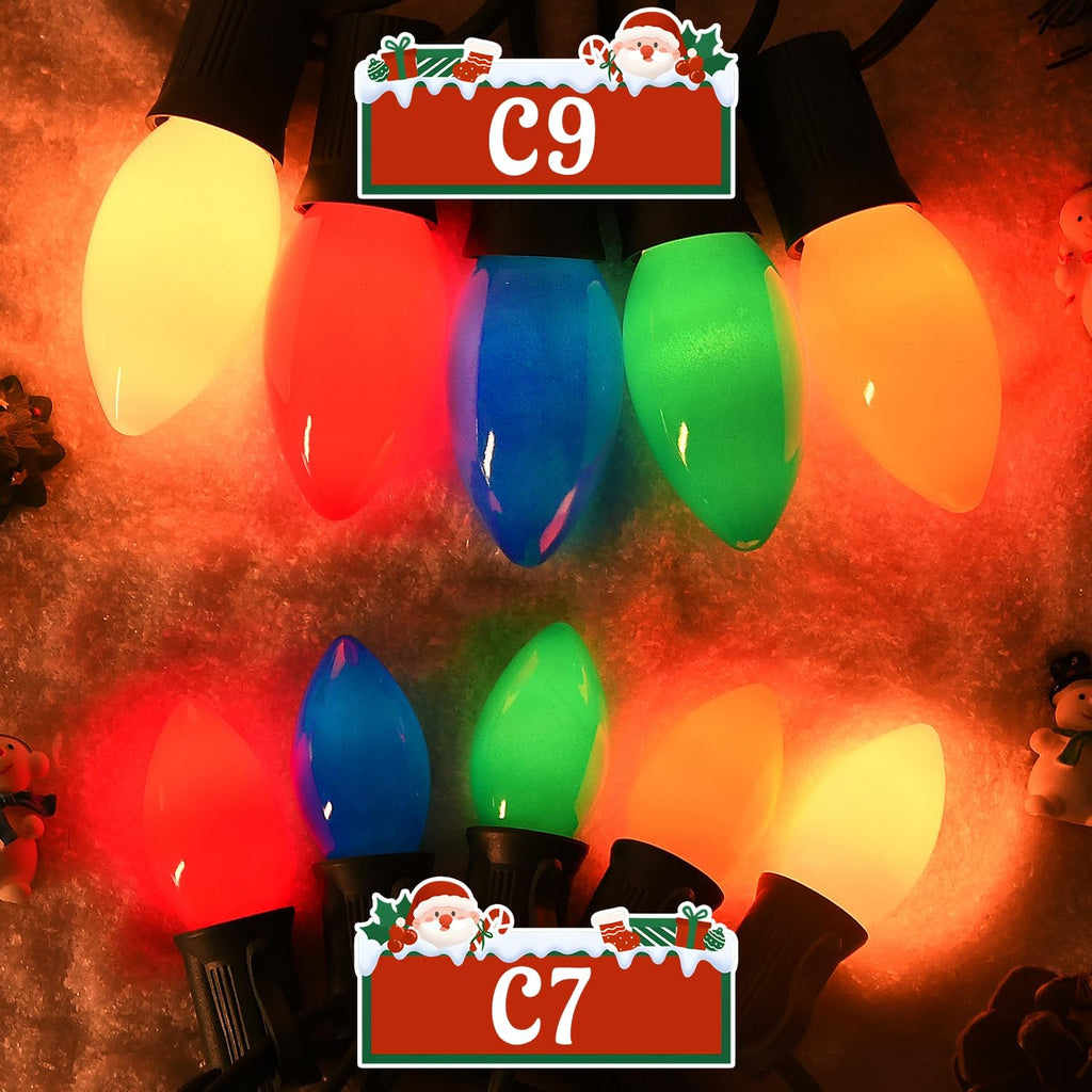 C9 Multicolor Christmas Lights - Waterproof Outdoor and Indoor Christmas Tree Lights UL Certified with 25 Lights with