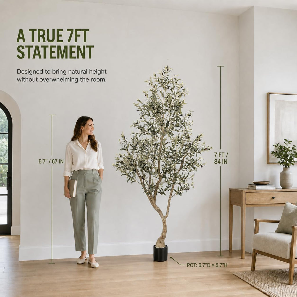7FT Olive Trees Artificial Indoor - Thick Trunk & Lifelike Fruits
