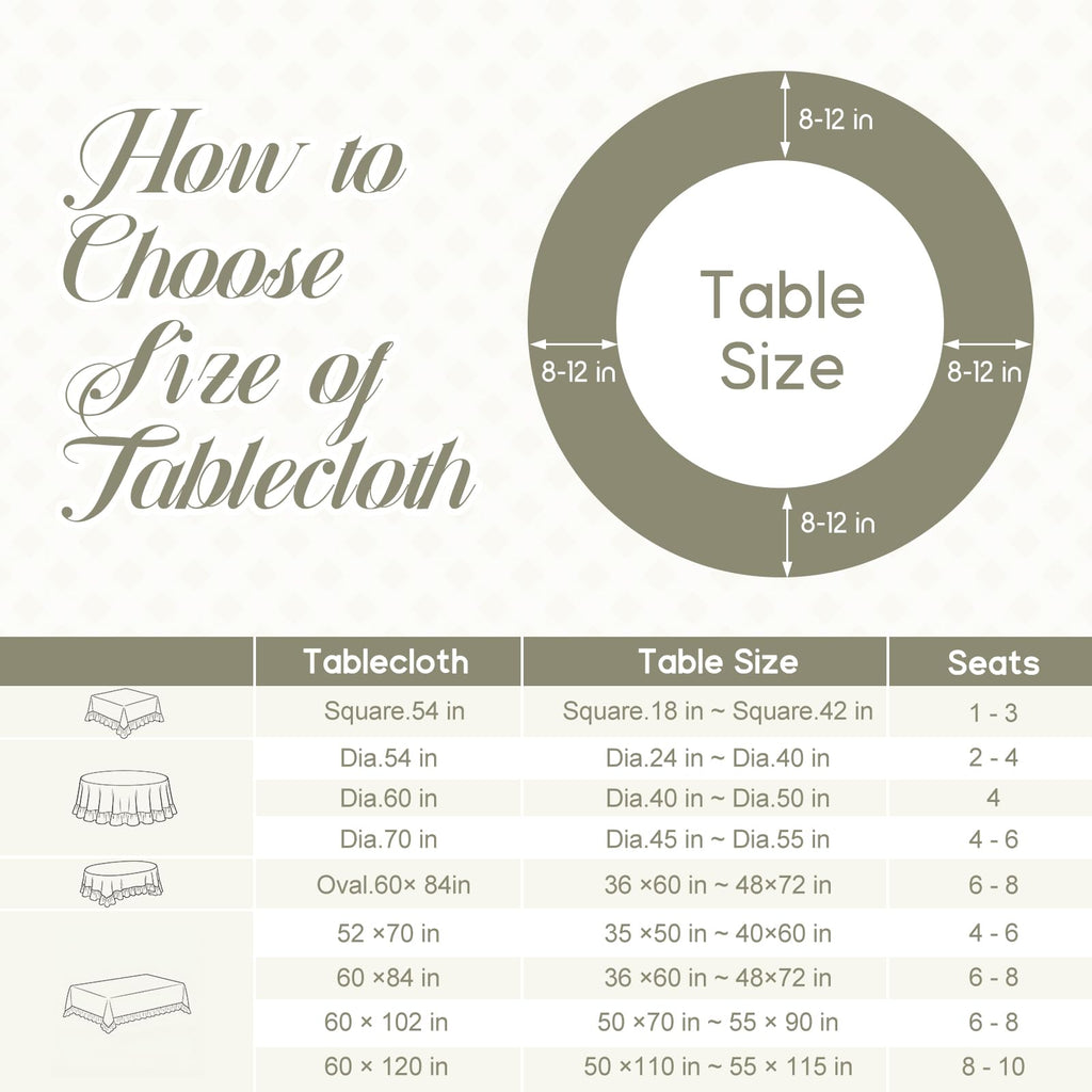 Sage Green Gingham Ruffled Tablecloth, 70 x 70 Inches, Round
