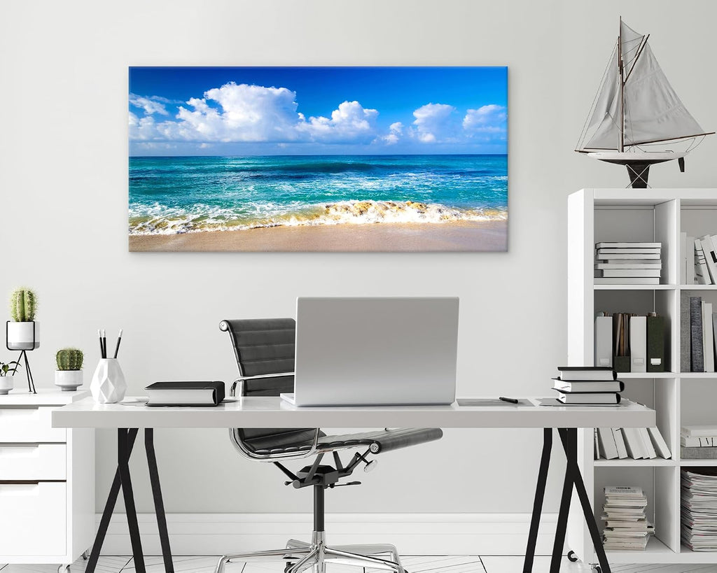 BK6750 Beach Wall Art Canvas Prints - Ocean Seascape Tropical Blue Sea Coast Picture Nature Landscape Artwork Bedroom