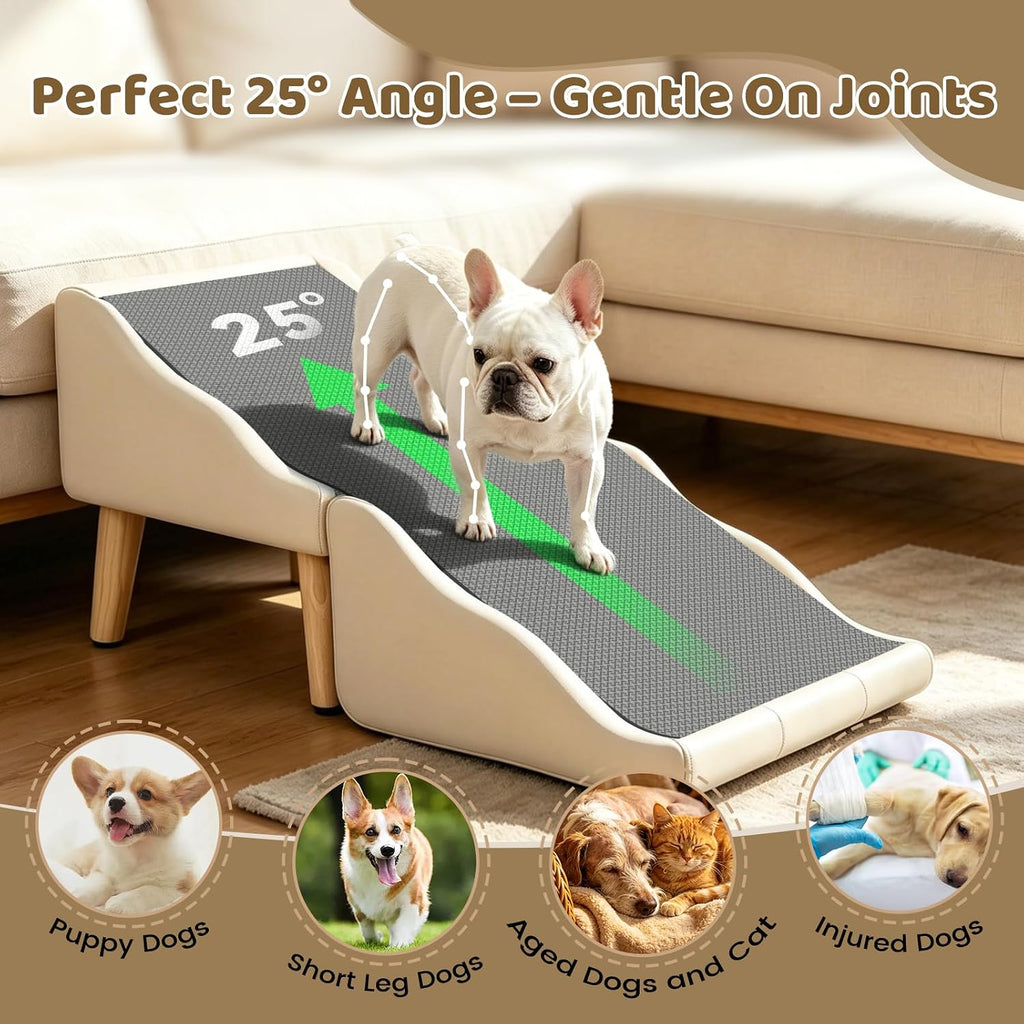 Dog Stairs for Small Dogs 16" H, Foldable 2-in-1 Ottoman Dog Ramp for Couch