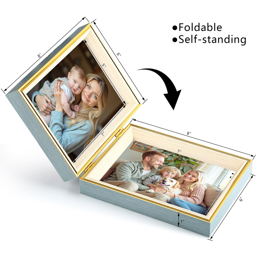 5x7 Double Hinged Picture Frame, College Photo Standing Display