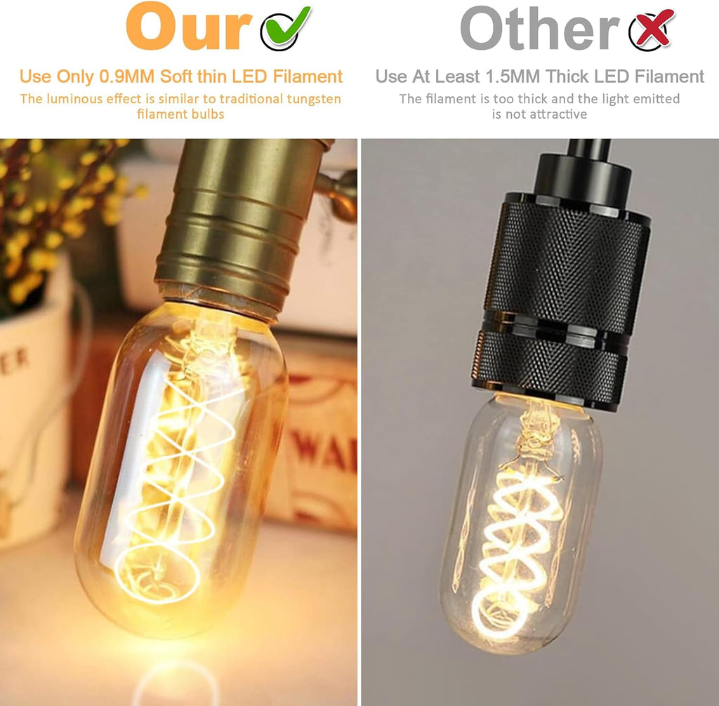 E26 LED Bulb 6W Equivalent 60 watt, Vintage Edison Bulbs, Warm White 2700K Amber E26 Edison Bulb dimmable,Tubular T14