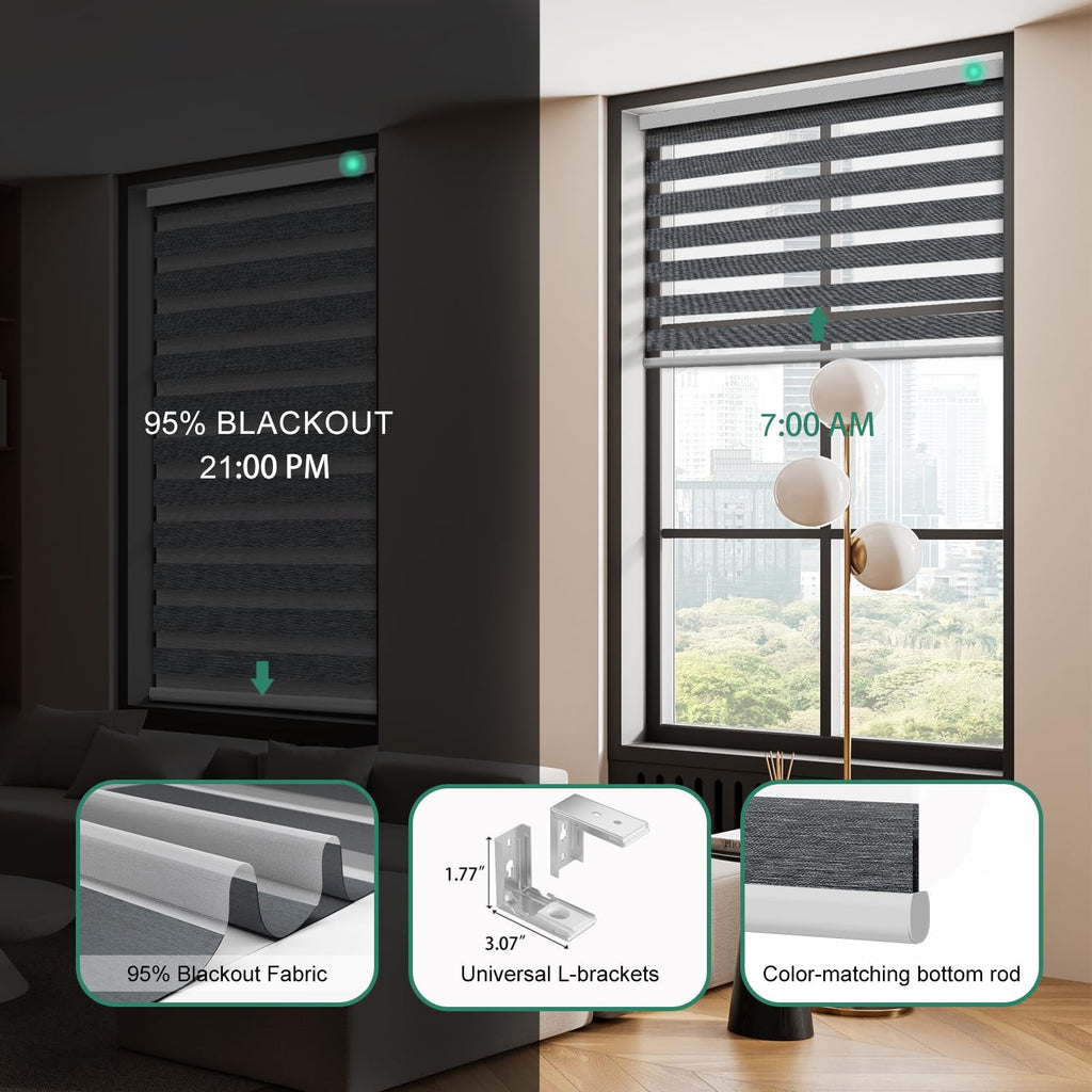 Motorized Zebra Blinds with Remote, Custom Size Smart Blinds