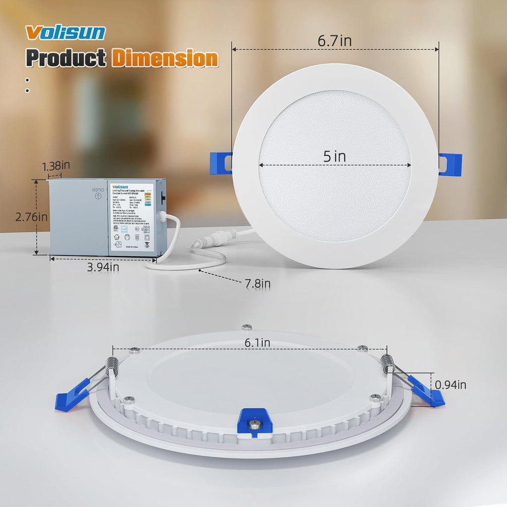 60 Pack 6 inch Recessed Lighting, 5CCT Ultra-Thin, 1080Lumen