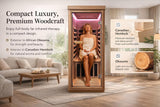 Indoor Infrared Hemlock & Okoume 1100W 1-Person MINI Sauna with LED Lights, Bluetooth Speakers