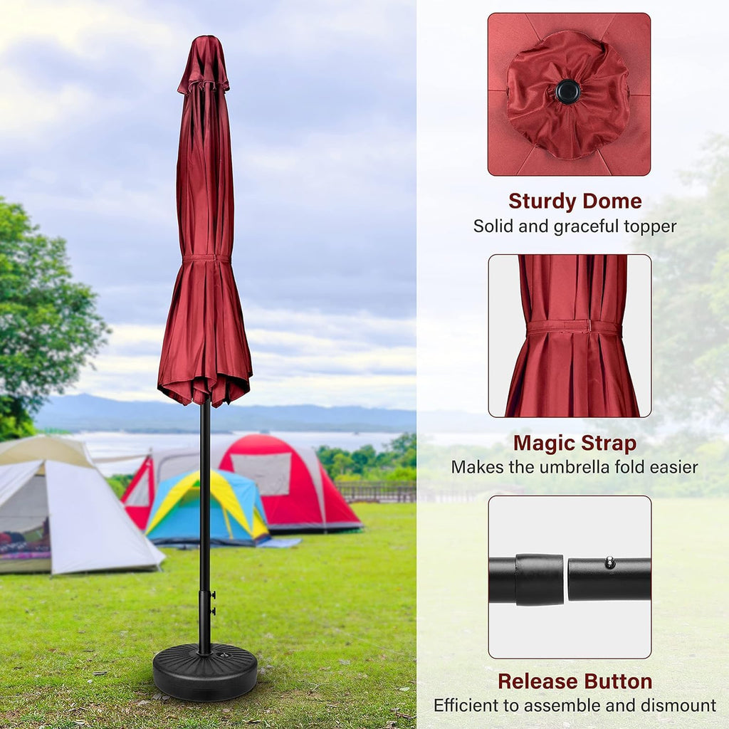 9' Patio Umbrella Outdoor Table Market Yard Umbrella with Push Button Tilt/Crank - Red - 1QS8