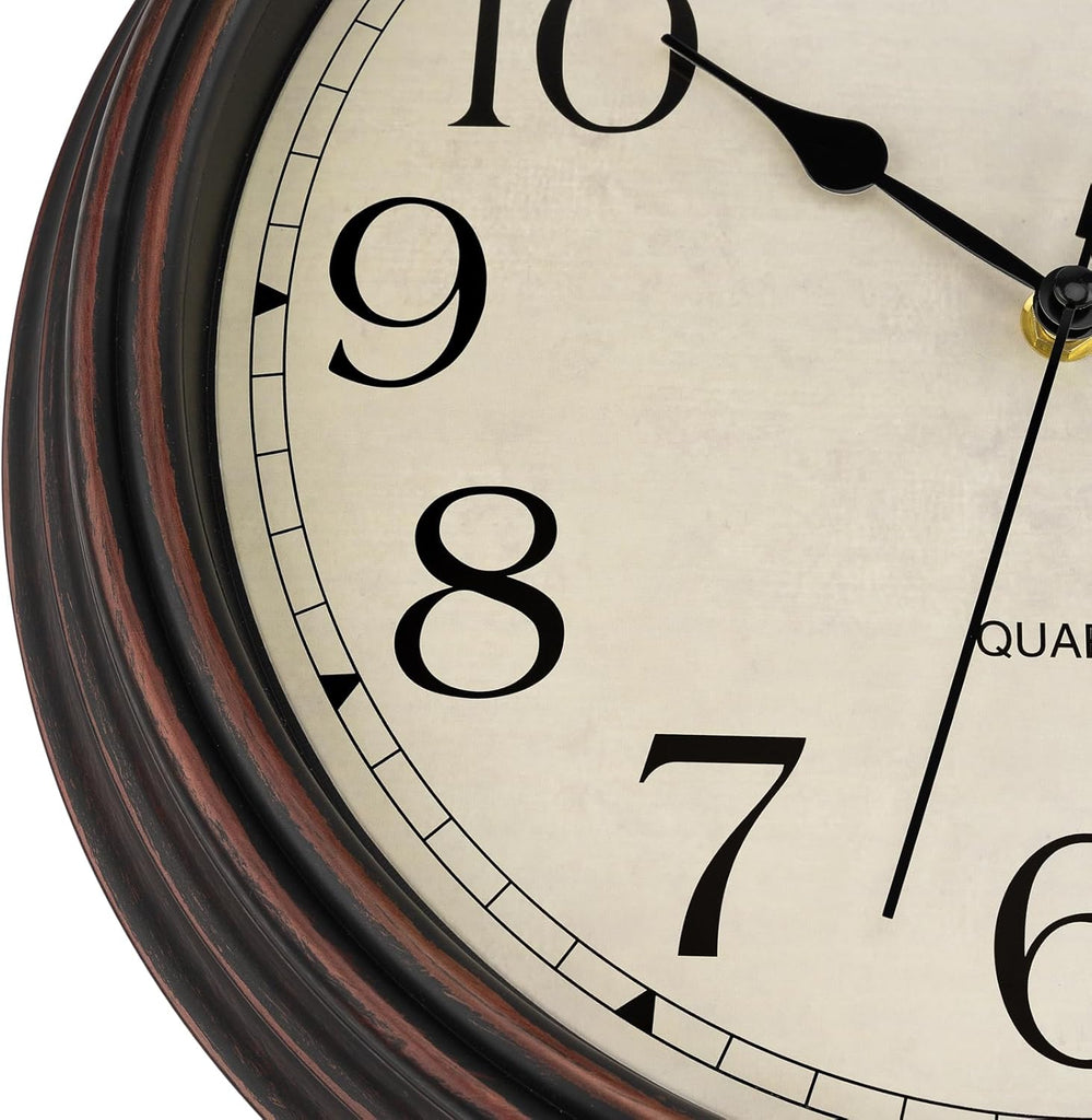 14 Inch Wall Clock Battery Operated Silent Non-Ticking Round Classic Vintage Retro Wall Clock Decorative for