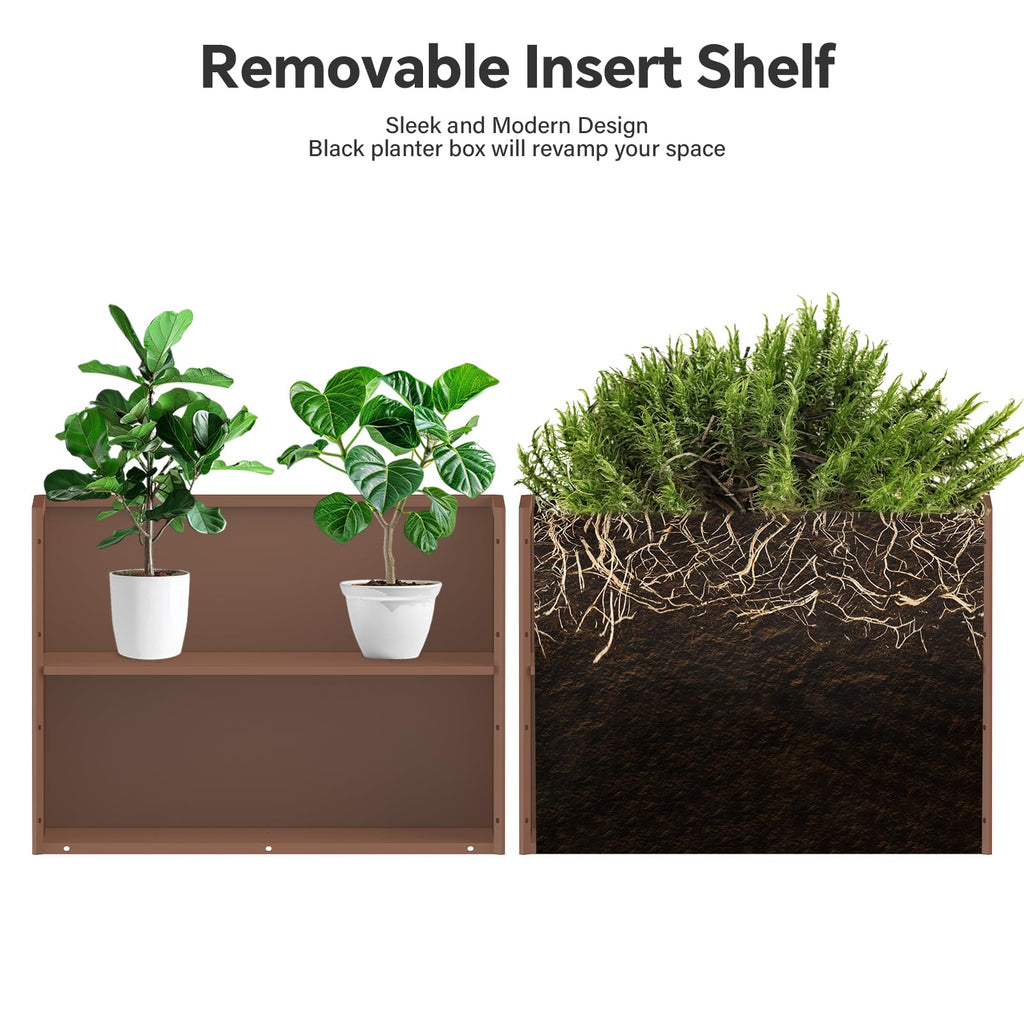 Metal Planter with Powder Coating, 32x12x24 Inches Terracotta
