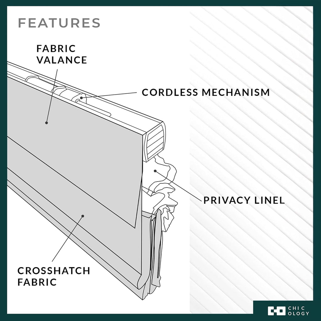 Cordless Roman Window Shade, Belgian Flax, 27"W x 64"H | Cordless Child-Safe, Room Darkening UV, Inside/Outside Mount