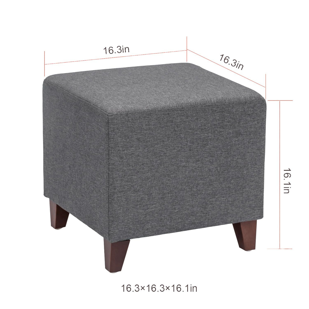 Simple British Style Cube Footstool, 16x16x16, Heather Gray Ottoman bench foot rest