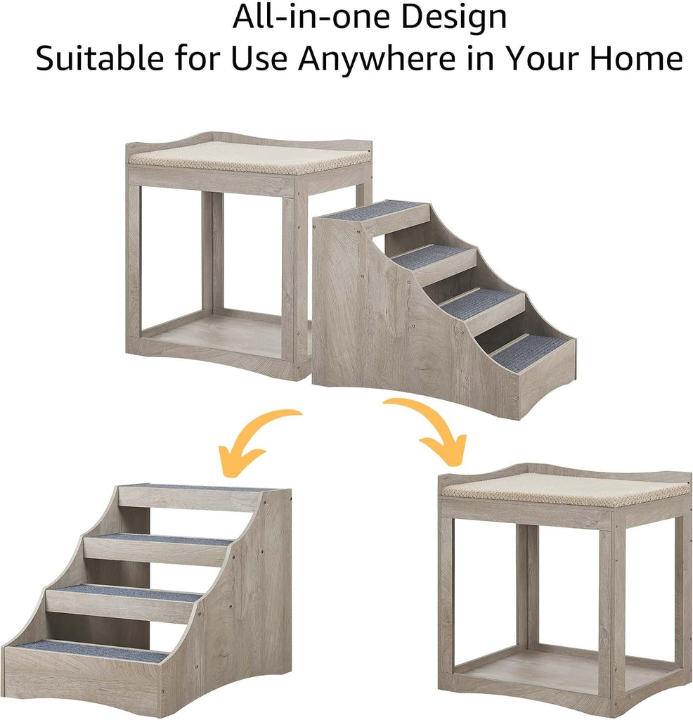Large Pet Bunk Bed with Removable Step for Dogs and Cats