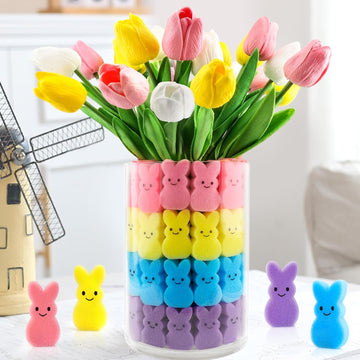 Easter Decorations Easter Decor Artificial Tulips with Bunnies Vase Filler Spring Decor Home Indoor - Set of 15