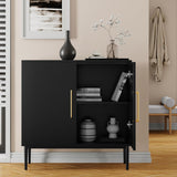 Storage Cabinet with Doors, Modern Black Accent Cabinet, Free Standing Cabinet, Wooden Buffet Sideboards