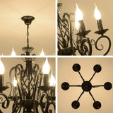 French Country Chandeliers,8 Lights Kitchen Island Candle Iron Black Chandelier,Industrial Vintage Pendant Light Fixture for Farmhouse,Dining Room,Bedroom,Foyer A109-B07VLKXLNS