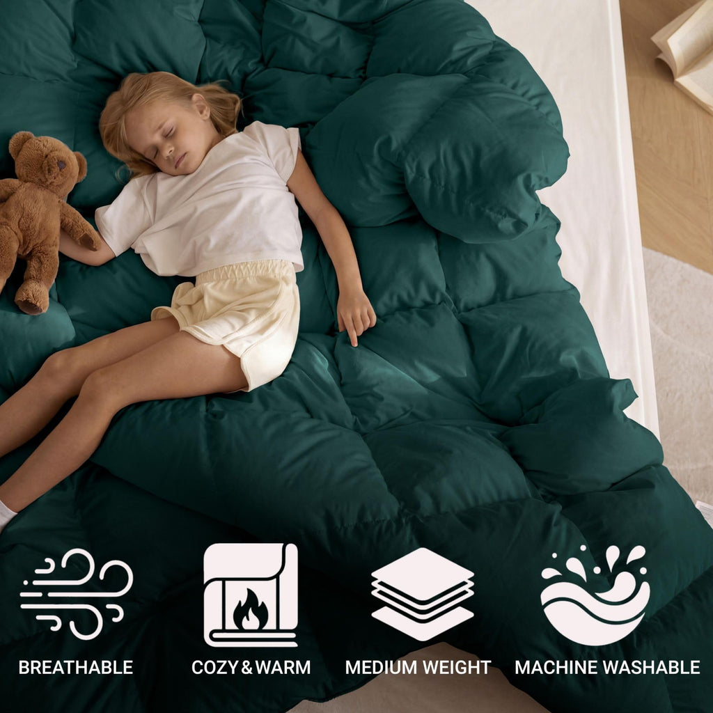 Brushed Microfiber Solid Comforter, Down Alternative Bedding, Reversible, Medium Weight, Fluffy, Decorative, Duvet