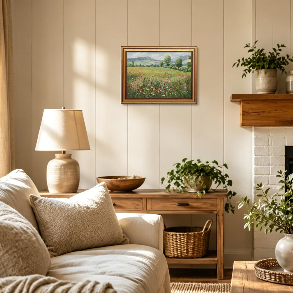 Countryside Wildflowers Vintage Gold Framed Wall Art 12x16 inch