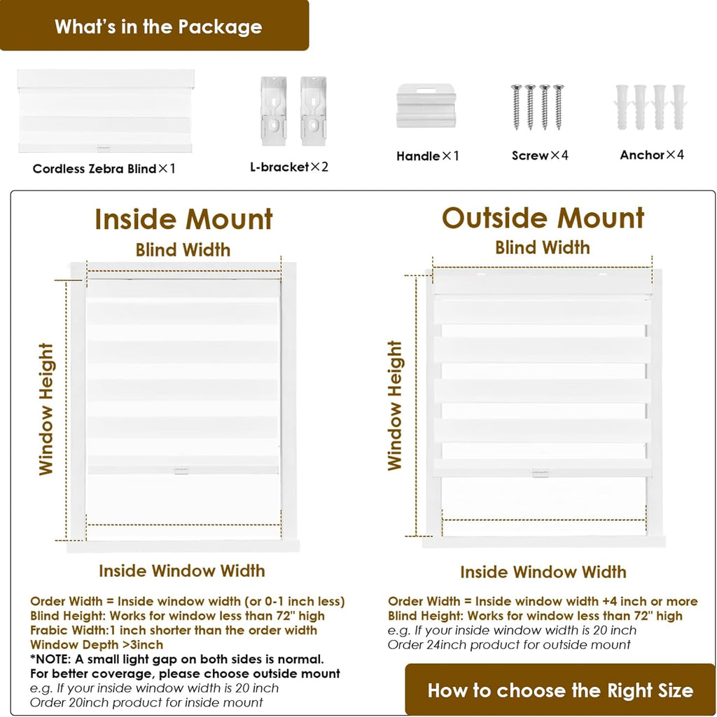 Cordless Zebra Blinds for Windows,Free-Stop Pull Down Roller Shades,Dual Layer Privacy for Day and Night,Light