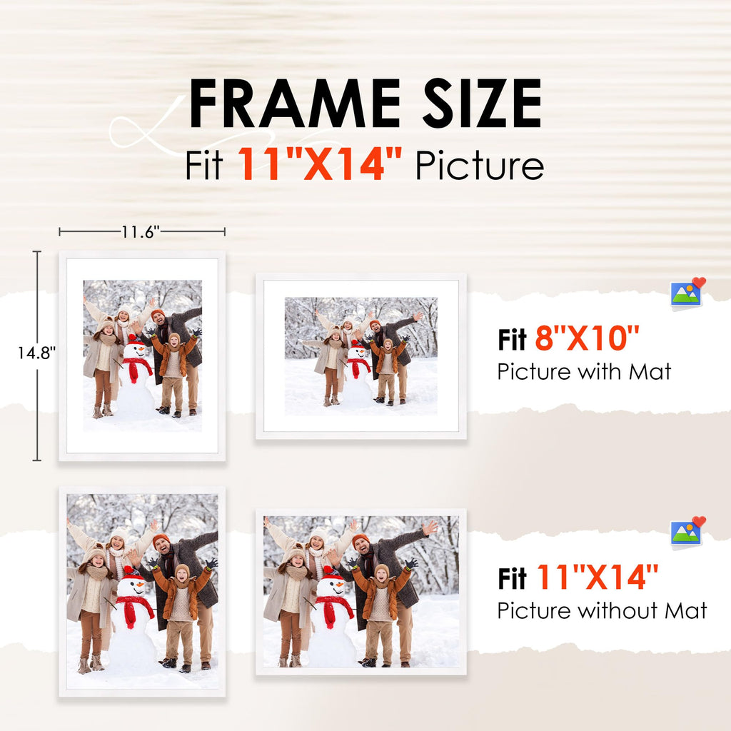 11x14 Picture Frame Bulk-4 Pack, Photo Frame with HD Plexiglass, Display Pictures 8x10 with Mat or 11x14 Without Mat
