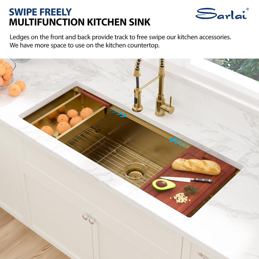 45 Gold Undermount Kitchen Sink 45x19 Inch Workstation Large Sinks