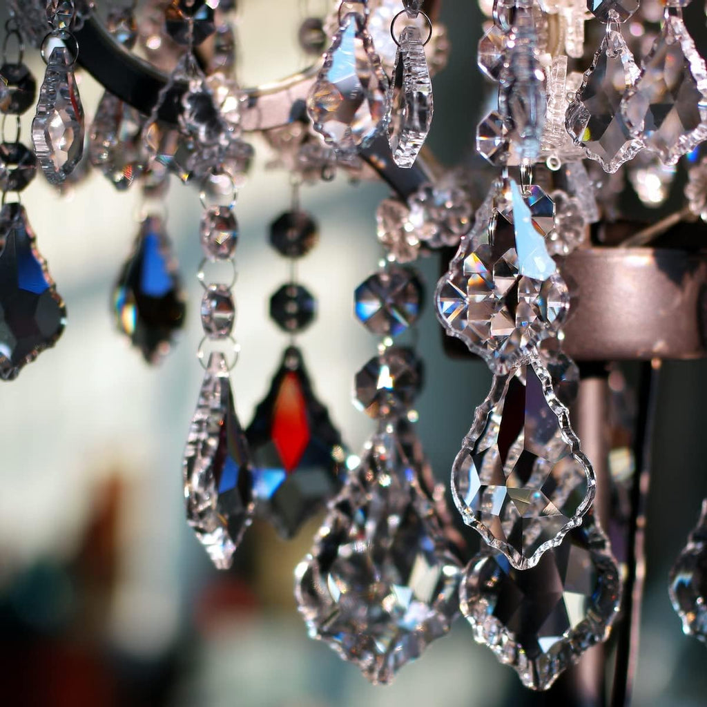 12pcs Glass Crystal Chandelier Prisms Beads Replacement - Hanging Crystals Suncatcher for Chandeliers Decoration