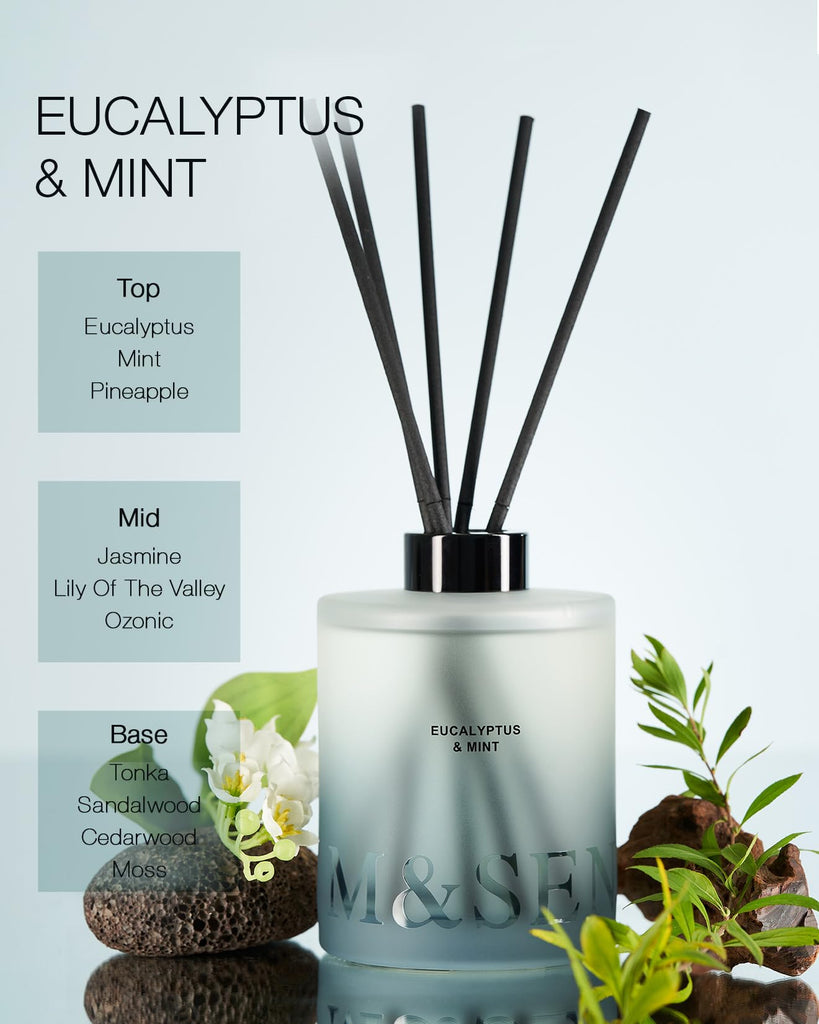 Reed Diffuser, Eucalyptus & Mint, 17 oz Natural Essential Oil