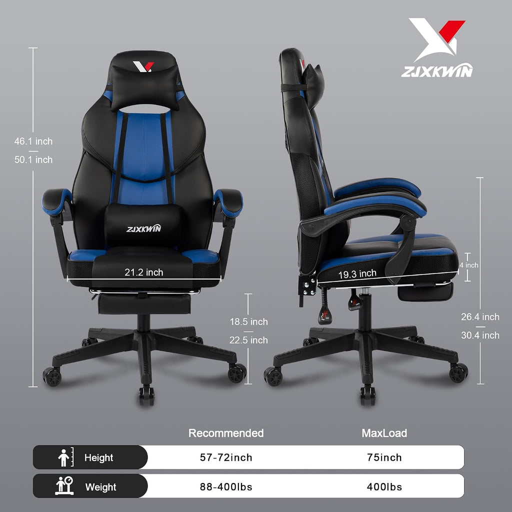 Ergonomic Big and Tall Gaming Chair 400lbs Heavy Duty Computer Office Desk Chair with Footrest, Comfortable Pocket