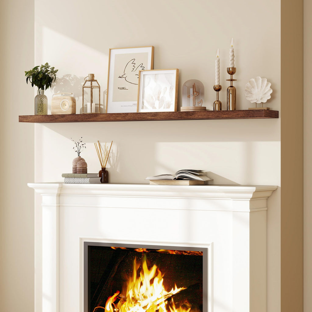 72 Inch Floating Shelves for Wall, Fireplace Mantel Shelf with Invisible Heavy Duty Bracket, 8 Inch Deep Storage