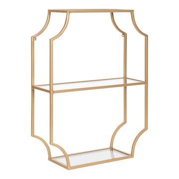 Ciel Glam Geometric Wall Shelf, 18 x 24, Gold, Decorative Shelves for Storage and Display