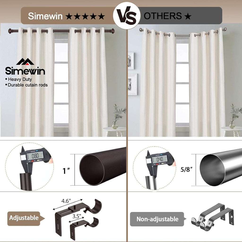 Heavy Duty Curtain Rods for Windows, Bronze Curtain Rods with Classic Finials