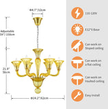 6 Light Crystal Chandelier, Modern Dining Room Light Fixture, Yellowish Green Crystal Pendant Light for Bedroom Livingroom, D24xW24xH22, E12 Socket A100-B0DSP6RTT3