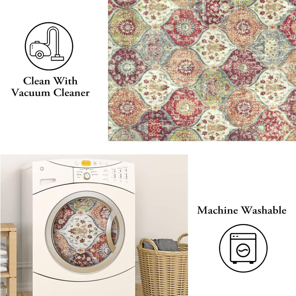 Moroccan Hallway Rug, 2x5 Soft Washable Kitchen Runner Rug Non Slip