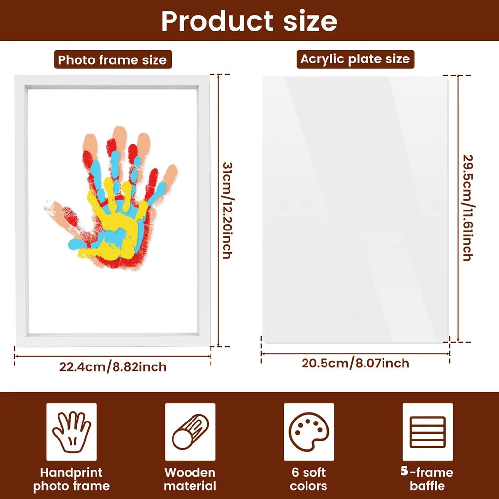 Hand and Footprint Kit for Family New Parents Mom Baby Keepsake, 5 Sheets, Black Wood Frame, Handprint Ornament