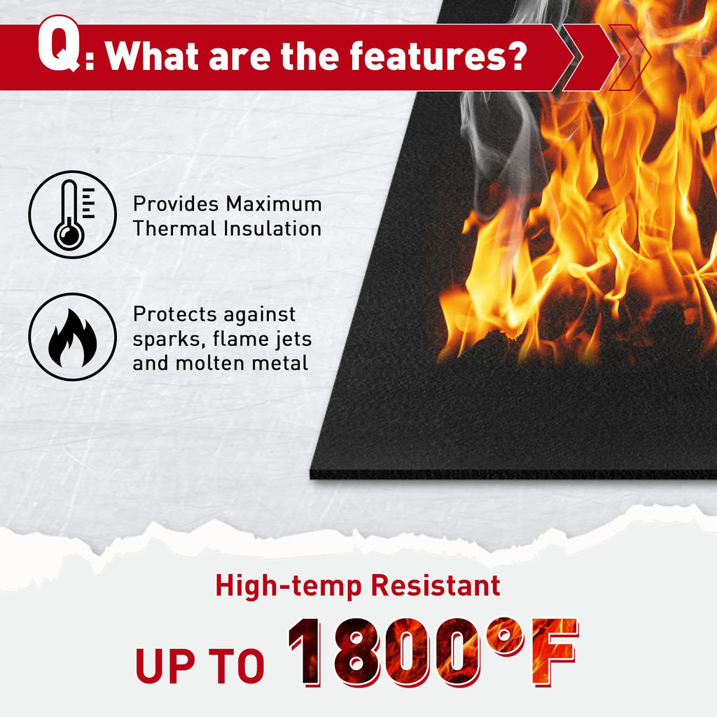 40x40 Inch Large Welding Blanket Fireproof Pad - 5mm Thickened Fire Resistant Carbon Felt Cloth, Flame Retardant
