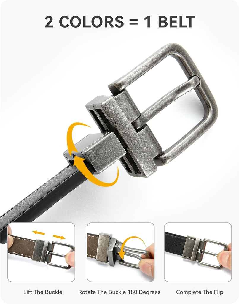 1" Boys Reversible Dress Belt 1 Piece - Leather Belt for Kids
