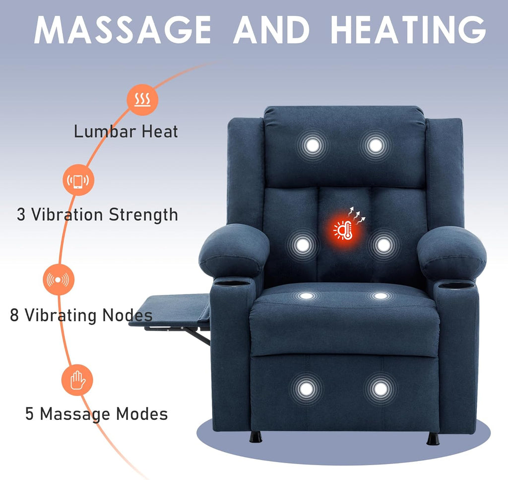 Andeworld Power Recliner Chair,Reclining Sofa Chair with Heat and Massage for Adults