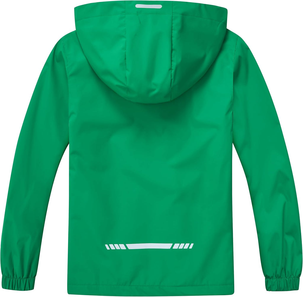 Boys Girls Waterproof Rain Jacket Lightweight Windbreaker Hooded