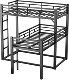 Heavy Duty L-Shaped Triple Bunk Bed for Kids Bedroom,Twin Over Twin Over Twin Metal Bunkbeds with Ladder & Safety