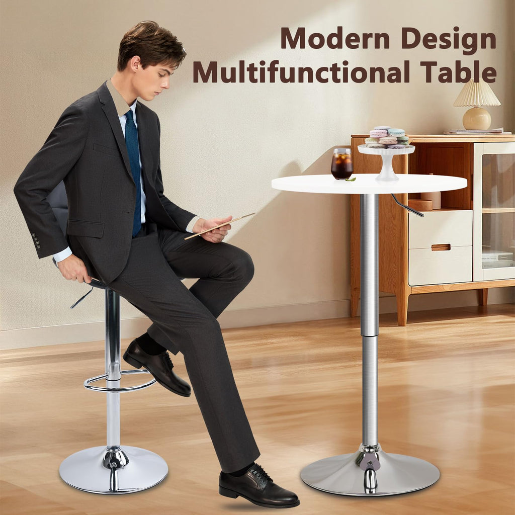 Round Bar Table 10 Pack, Height Adjustable 26"-36" Bistro Pub Table with Metal Base, 360° Swivel High Top Cocktail