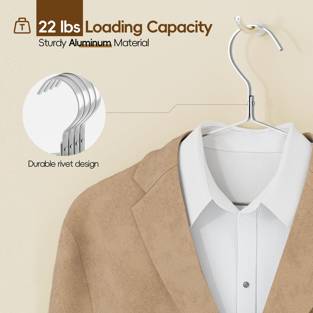 20 Pack Matte Silver Aluminum 0.31" Widen Metal Coat Hangers