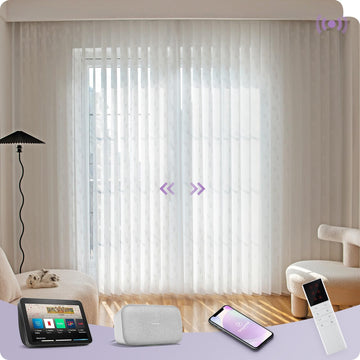 Motorized Sheer Vertical Blinds Compatible with Alexa Google Smart Sheer Curtain Drapery Privacy Light Filtering