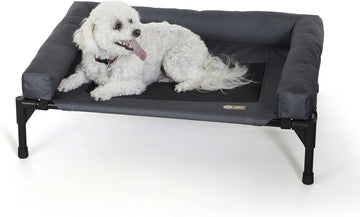 K&H Outdoor Elevated Dog Bed, Bolster Pet Cot, Medium 32x25in, Charcoal