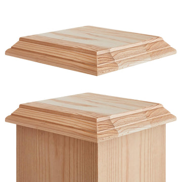 2 Pcs 6 x 6''/ 5 x 5'' Wood Newel Post Cap Pyramid Design Fence Cedar Top Post Cap for 5 Inch/ 6 Inch Fence Topper