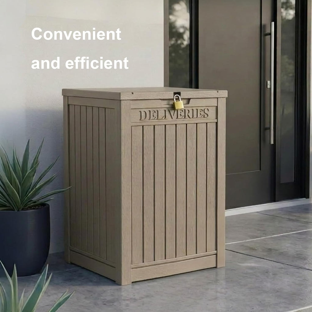 Package Delivery Box 55 Gallon with Lockable Secure,Outdoor Package Drop Container Waterproof Patio and Curbside(Grey)
